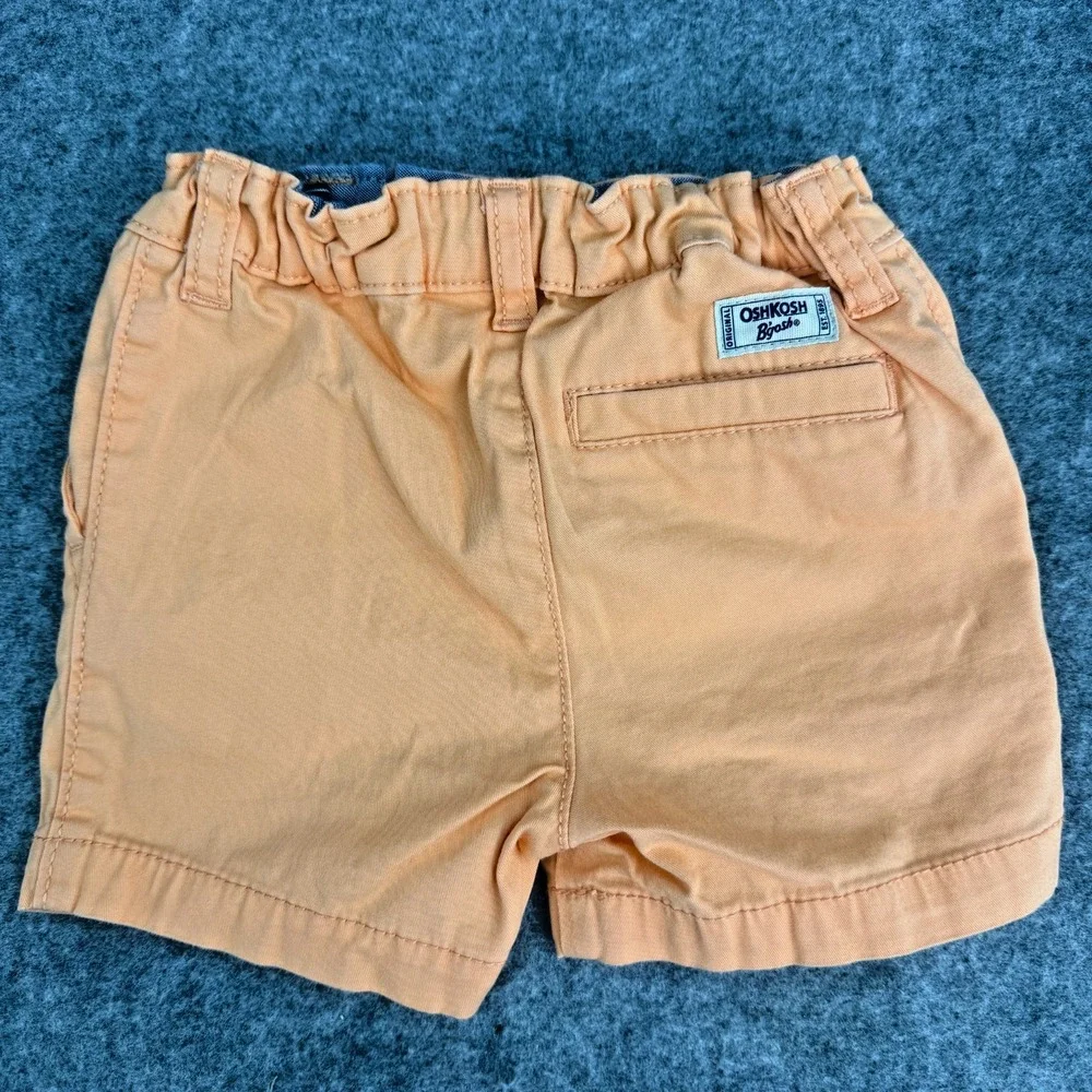 Osh Kosh B'Gosh Boys Shorts 12M Cotton Elastic‎ Waist W/Button Salmon Colored